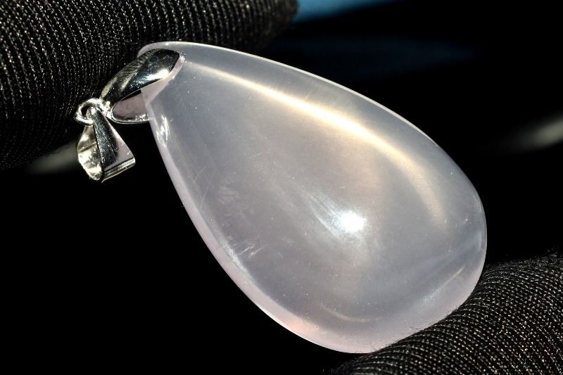 【1点物】Silver925◇モザンビーク産 スターローズクォーツ　33x19mm　ドロップ ペンダントトップ アク..