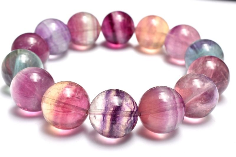 【1点物】バイカラー MIXフローライト 16mm ブレスレット アクセサリー _MC33
