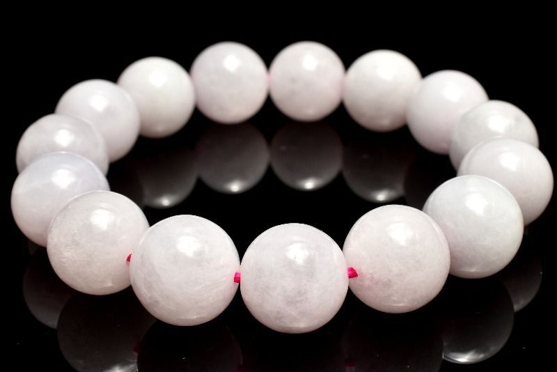 【1点物】陶器質感◇ミャンマー産 ラベンダー本翡翠(ジェダイト)　13mm ブレスレット アクセサリー _MC56
