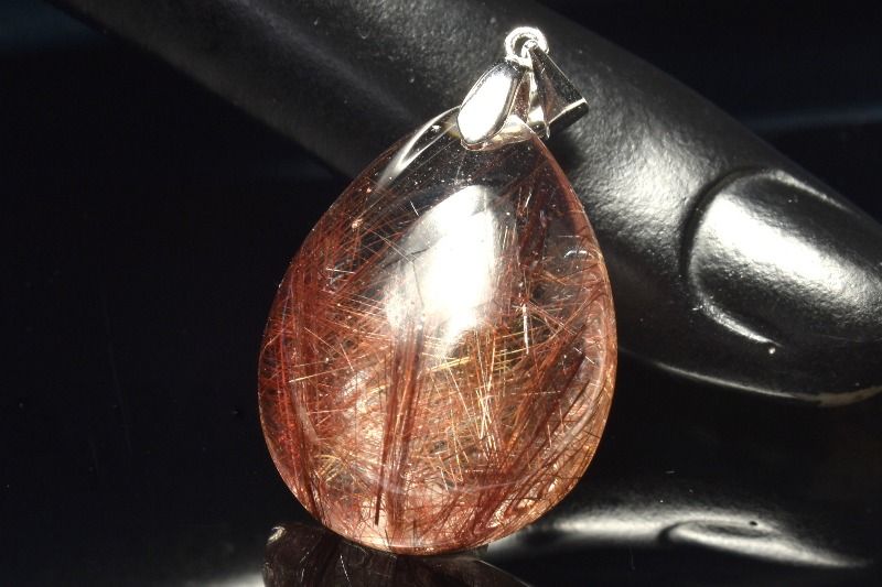 【1点物】Silver925◇高発色 ブロンズルチルクォーツ　27x21mm　ドロップ ペンダントトップ アクセサリ..