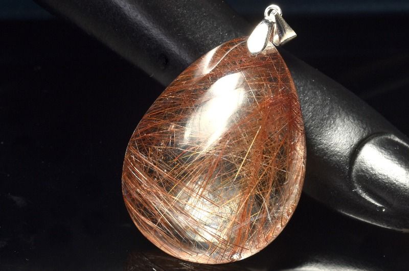 【20％OFF!】【1点物】Silver925◇高発色 ブロンズルチルクォーツ 35x27mm ドロップ ペンダントトップ アクセサリー _PC6726