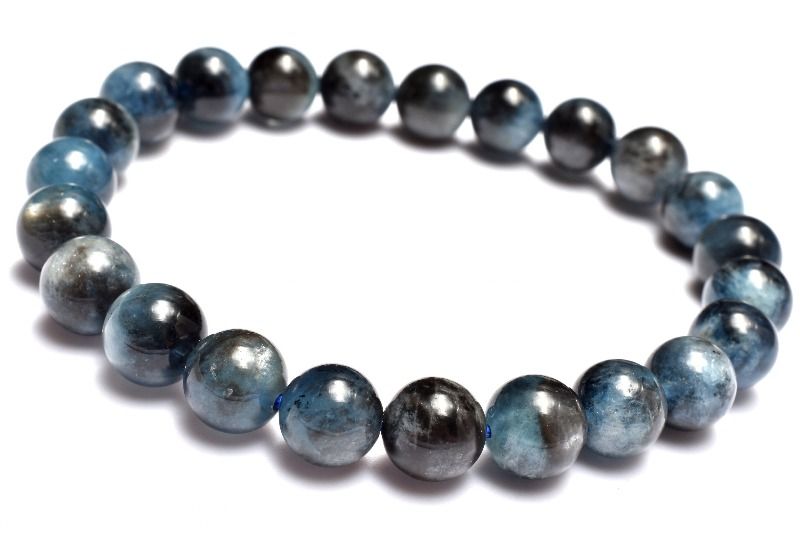 【20％OFF!】【1点物】南アフリカ産◇金属シラー ブラックアクアマリン　8mm ブレスレット アクセサリー _MC515