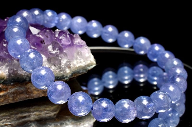 【1点物】AAA+☆群青色の結晶 タンザナイト　7mm ブレスレット アクセサリー _MC718