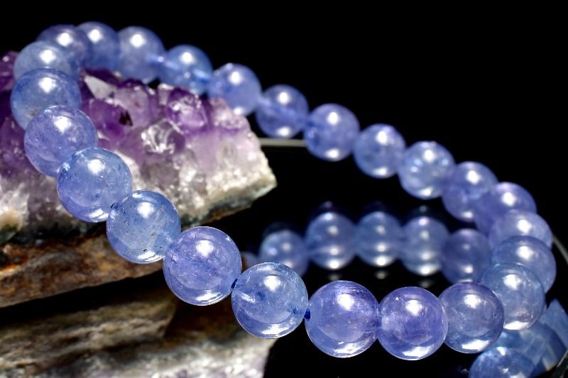 【1点物】AAA+☆群青色の結晶 タンザナイト　7.5mm ブレスレット アクセサリー _MC719