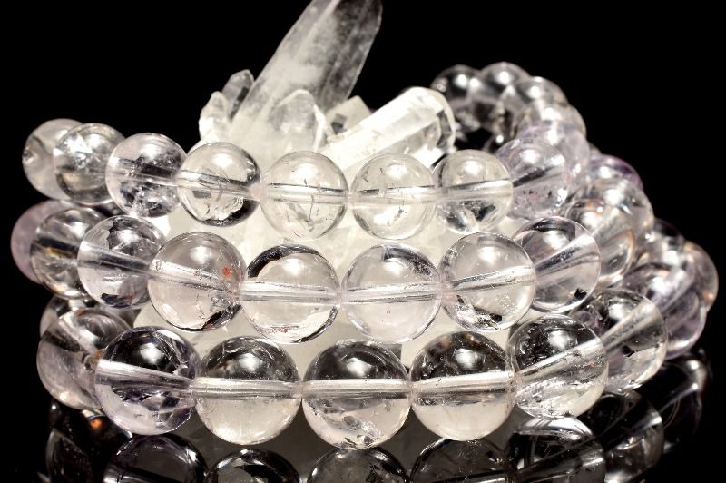 UV発光◇パキスタン産 オイルインクォーツ(石油入り水晶)　11.5mm ブレスレット アクセサリー 1個売り _BG6128-115