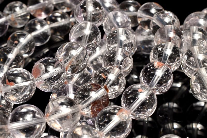 UV発光◇パキスタン産 オイルインクォーツ(石油入り水晶)　11.5mm ブレスレット アクセサリー 1個売り _BG6128-115