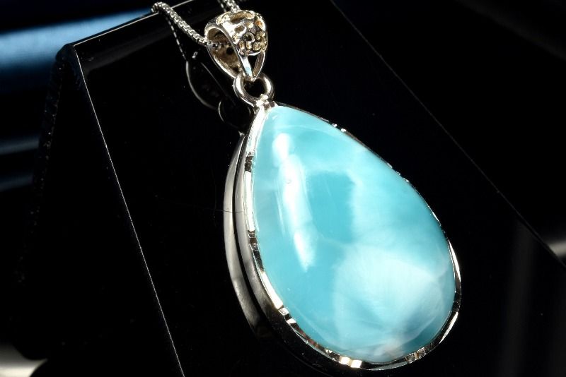 【1点物】Silver925◇ ラリマー　24x17mm　ドロップ ペンダントトップ アクセサリー _PC6903