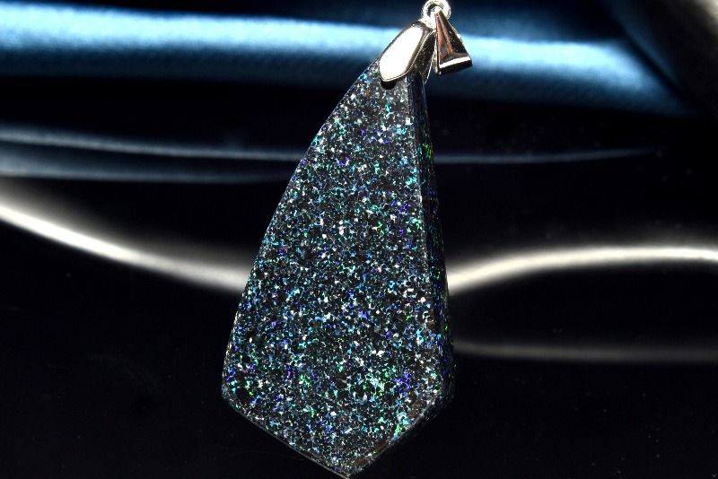 【1点物】Silver925◇遊色効果 ブラックマトリックスオパール　38x21mm　ドロップ ペンダントトップ アクセサリー _PC6931