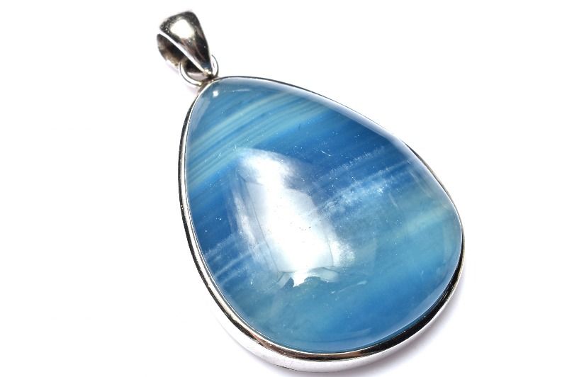 【1点物】Silver925◇高発色 ブルーカルサイト　31x25mm　ドロップ ペンダントトップ アクセサリー _PC6..