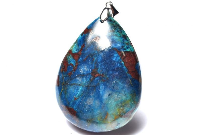 【1点物】Silver925◇高発色 クリソコラ　43x32mm　ドロップ ペンダントトップ アクセサリー _PC7010