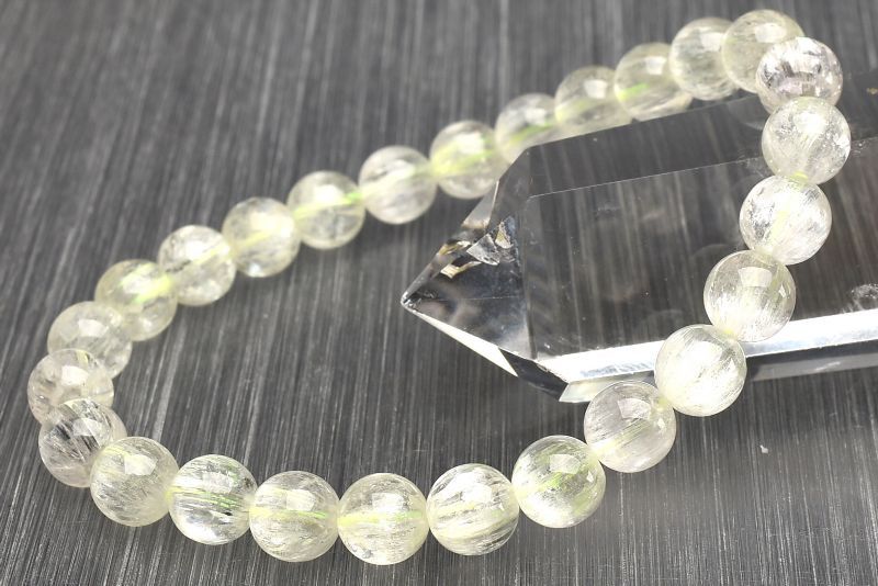 【1点物】AAA透明◇キャッツアイ効果 クンツァイト(ヒデナイト)　7mm ブレスレット アクセサリー _U7904