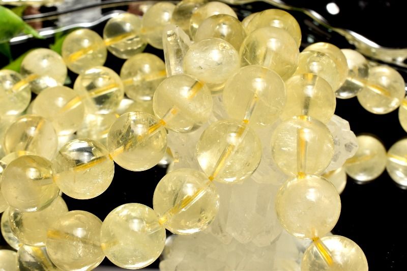 高透明 レモンクォーツ　11mm ブレスレット アクセサリー 1個売り _BG6143-11