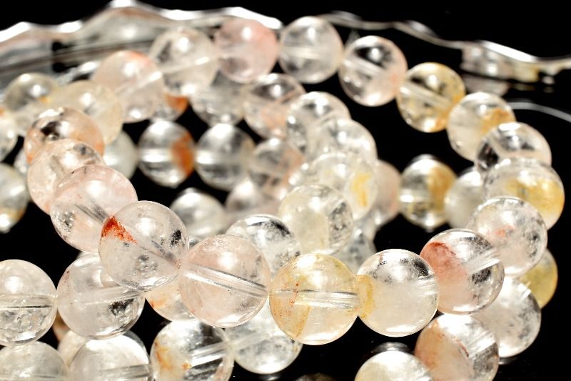 ライモナイト入り！ ホワイトピラミッドファントムクォーツ　10.5mm ブレスレット アクセサリー 1個売り _BG6145-105