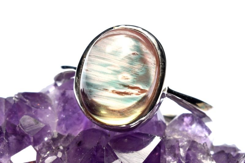 【1点物】Silver925◇カラーチェンジ アンデシン　10x8mm オーバル 指輪リング(サイズ調整可) アクセサリー _PC7101