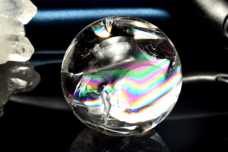  1点物 虹入り レインボー水晶 31.5mm 丸玉(台座付き) スフィア _CG67...