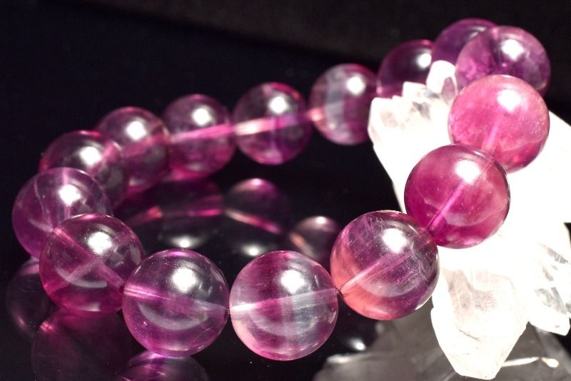 【1点物】アメリカ産◇パープル フローライト　14mm ブレスレット アクセサリー _MC1104