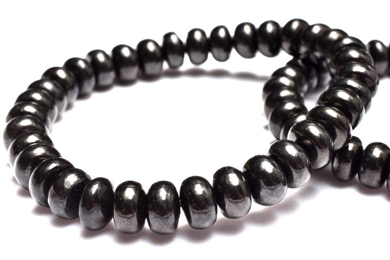 希少 シュンガイト　3.5x6mm　ボタン ブレスレット アクセサリー 1個売り _BG6161-1