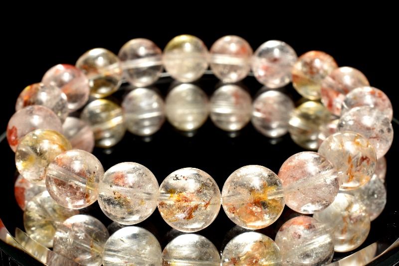 【1点物】希少◇マダガスカル産 オーロラクォーツ(ライモナイトインクォーツ)　10.5mm ブレスレット アクセサリー _MC1130