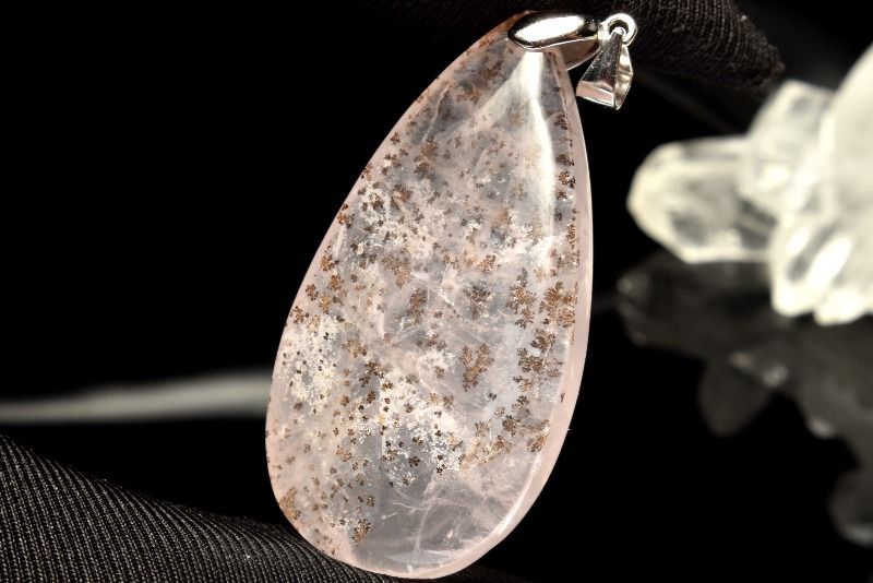 【20％OFF!】【1点物】Silver925◇希少 デンドリティックローズクォーツ　43x22mm　ドロップ ペンダントトップ アクセサリー _PC7308...