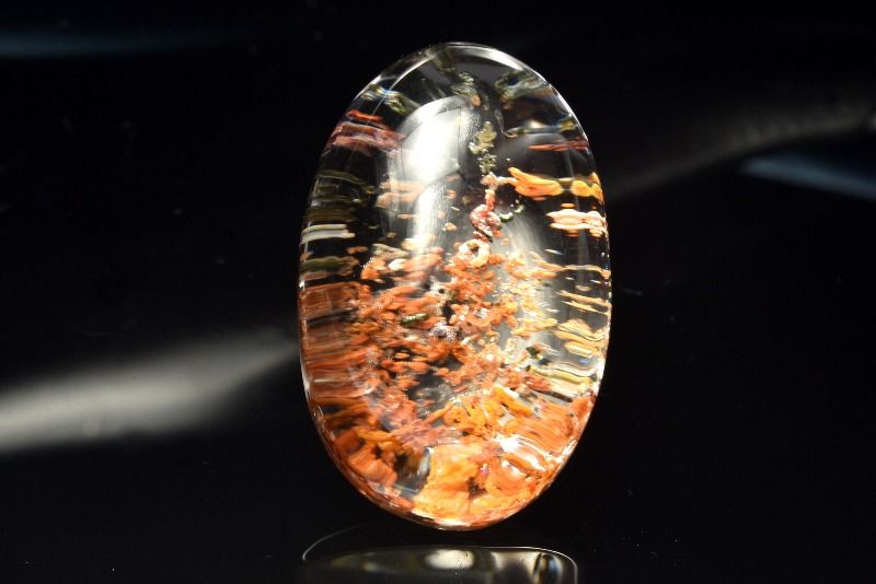 【1点物】高透明◇庭園風景 ガーデンクォーツ　29x18mm　オーバル ルース ハンドメイド _PC7466