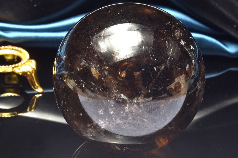  1点物 迫力サイズ！ ゼウスクォーツ茶水晶 59mm 丸玉(台座付き) スフ...
