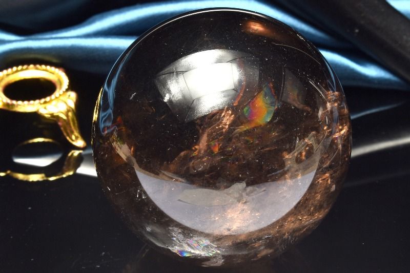  1点物 迫力サイズ！ ゼウスクォーツ茶水晶 60mm 丸玉(台座付き) スフ...