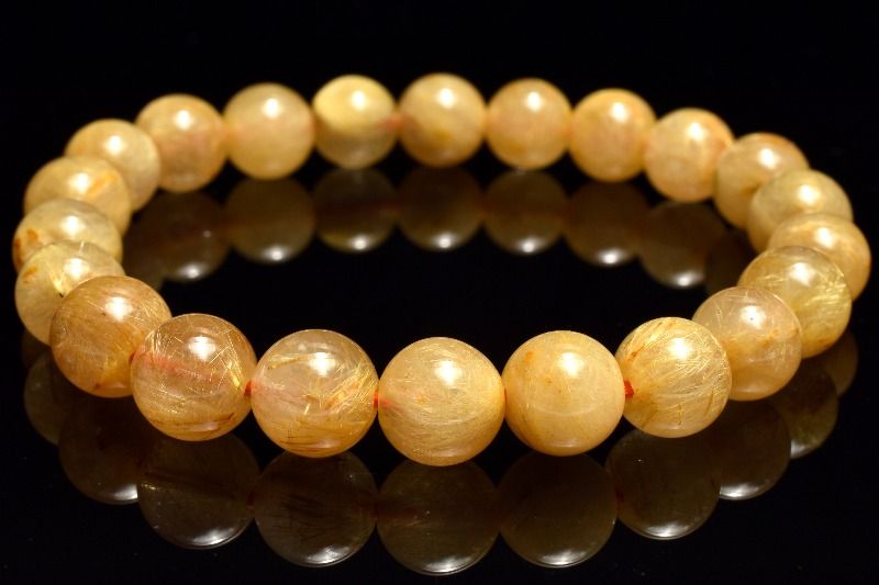 【1点物】黄金の輝き タイチンルチルクォーツ　8.5mm ブレスレット アクセサリー _MC1541