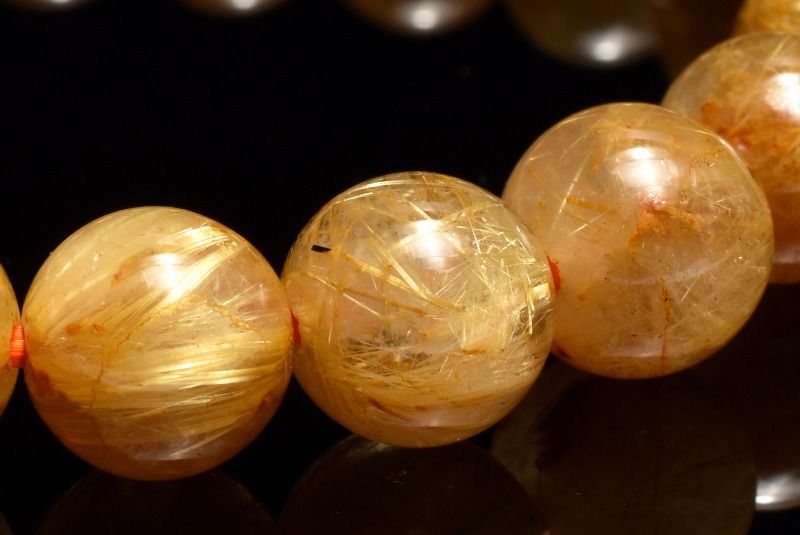 【1点物】黄金の輝き タイチンルチルクォーツ　8.5mm ブレスレット アクセサリー _MC1542