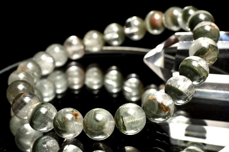 【1点物】半々タイプ◇グリーン ガーデンクォーツ　8mm ブレスレット アクセサリー _MC1582