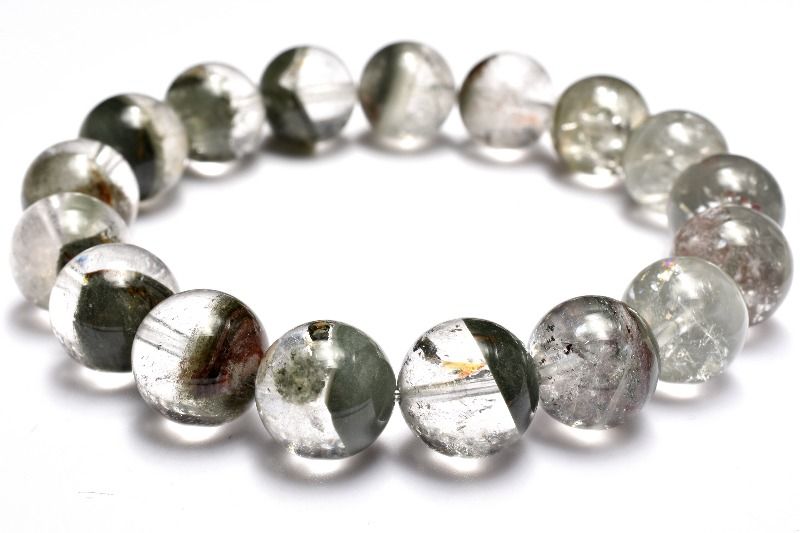 【1点物】半々タイプ◇グリーン ガーデンクォーツ　12.5mm ブレスレット アクセサリー _MC1590