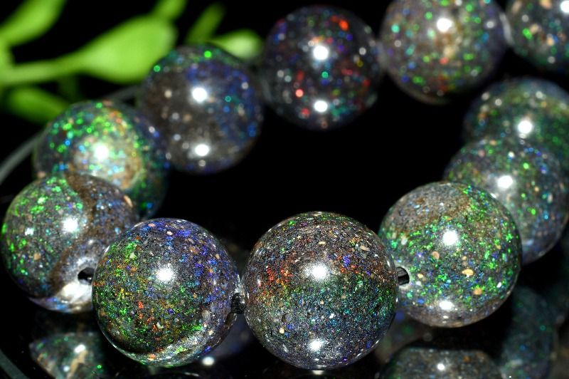 【1点物】遊色効果◇宇宙のよう ブラックマトリックスオパール　11.5mm ブレスレット アクセサリー _MC1700