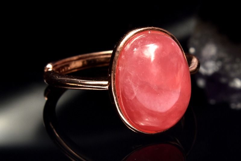 【1点物】Silver925◇アルゼンチン産 インカローズ　11x8mm　オーバル 指輪リング(サイズ調整可) アクセ..