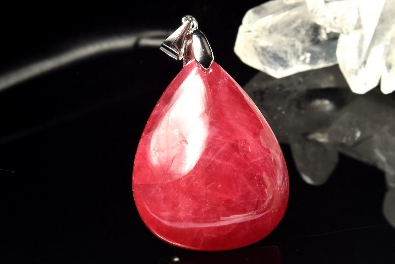【1点物】AAA☆Silver925 ロードナイト(薔薇輝石)　28x22mm　ドロップ ペンダントトップ アクセサリー _PC7586