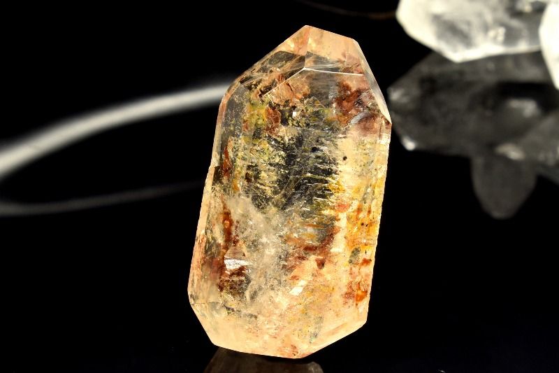 【1点物】パキスタン産 オイルインクォーツ石油水晶　29x16mm　原石ラフカット 原石 _PC7634