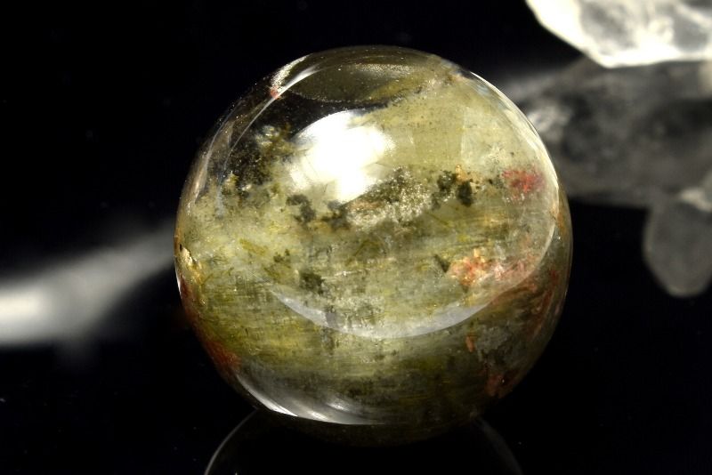  1点物 幻想風景 ガーデンクォーツ(庭園水晶) 26mm 丸玉(台座付き) ス...