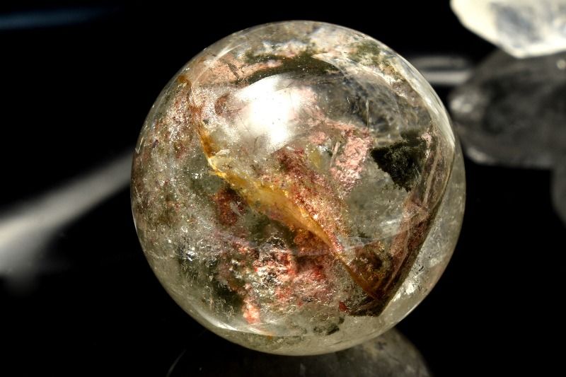  1点物 幻想風景 ガーデンクォーツ(庭園水晶) 27mm 丸玉(台座付き) ス...