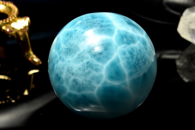  1点物 AAA カリブ海の宝石 ラリマー 28.5mm 丸玉(台座付き) スフィア...