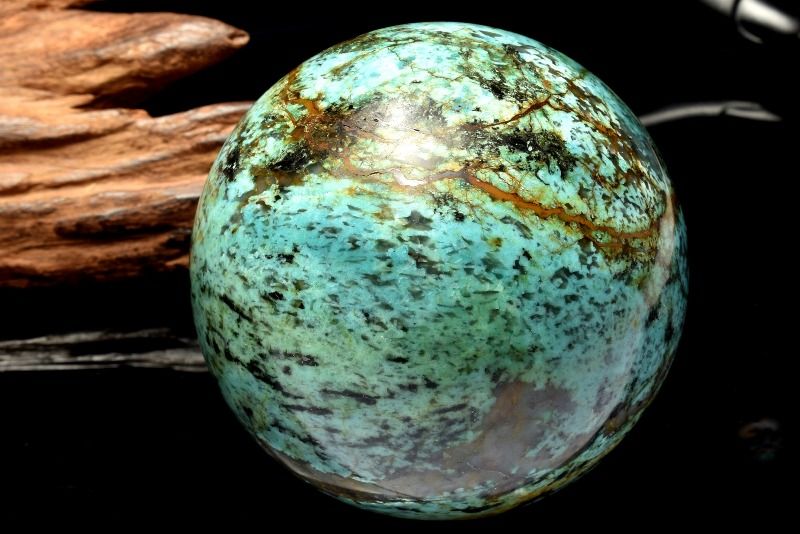 【1点物】希少◇天然 ターコイズ　64mm　丸玉(台座付き) スフィア _CG6870【宅急便のみ】