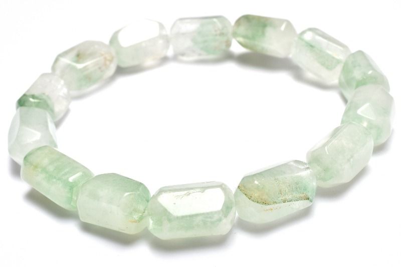 【1点物】山入り！ エメラルドグリーンファントムクォーツ　12.5-16x8-9.5mm　原石ラフカット ブレスレット アクセサリー _MC1887