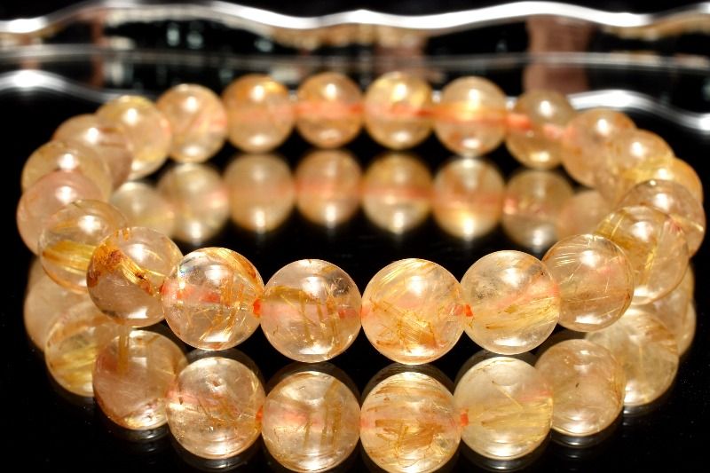 乐天商城 - 【1点物】金針の輝き ゴールドタイチンルチルクォーツ　8.5mm ブレスレット アクセサリー _MC2001
