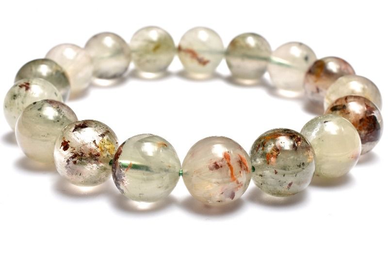 【1点物】希少カラー◇庭園水晶 グリーンアンフィボールインガーデンクォーツ　12mm ブレスレット アクセサリー _MC2130