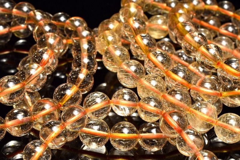 高透明◇繊細金針 ゴールドルチルクォーツ　11mm ブレスレット アクセサリー 1個売り_BG6224-11