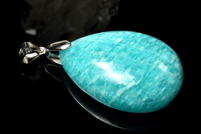 【1点物】Silver925◇ロシア産 アマゾナイト　30x22mm　ドロップ ペンダントトップ アクセサリー _PC7973