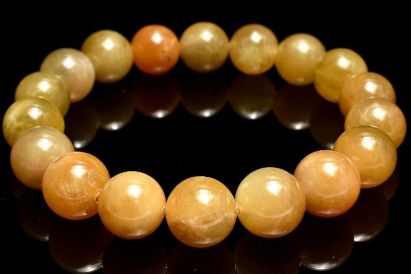 【1点物】ビタミンカラー◇希少 ヘリオドール(イエローアクアマリン)　12mm ブレスレット アクセサリー _MC2585
