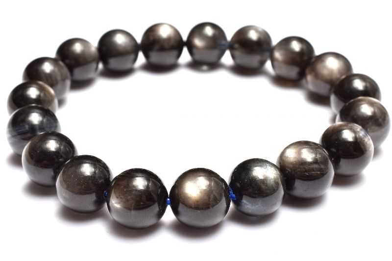 【1点物】AA南アフリカ産☆金属シラー ブラックスターアクアマリン　10.5mm ブレスレット アクセサリー _MC2764