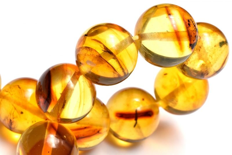 【1点物】全粒内包☆限定入荷！ 虫入り琥珀アンバー　11mm ブレスレット アクセサリー _MC2842