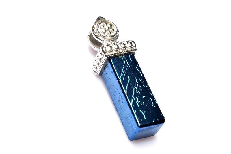 【10％OFF!】Silver925 アルタイ隕石(メテオライト)　14x5mm　ブルーコーティング ...