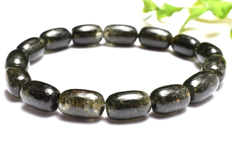 【1点物】庭園風景 グリーンガーデンクォーツ　13-14x8mm　チューブ ブレスレット アクセサリー _MC2947