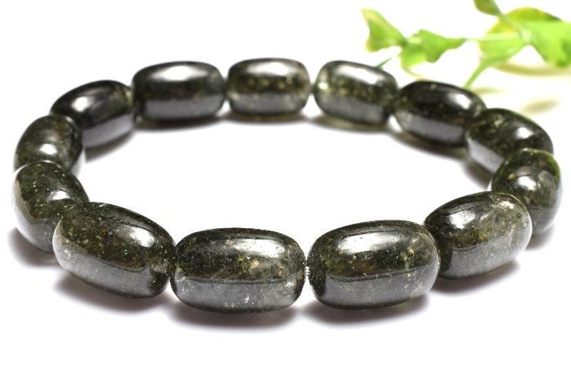 【1点物】庭園風景 グリーンガーデンクォーツ　15-16x10mm　チューブ ブレスレット アクセサリー _MC2951