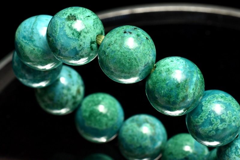 【1点物】AA高発色☆ペルー産 クリソコラ　8mm ブレスレット アクセサリー _MC3146